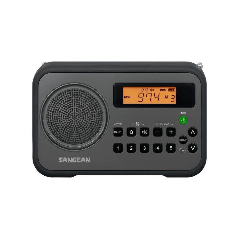 SANGEAN راديو رقمي محمول Sangean PR-D18BK AM/FM مع واقي (رمادي/أسود) - Image 1